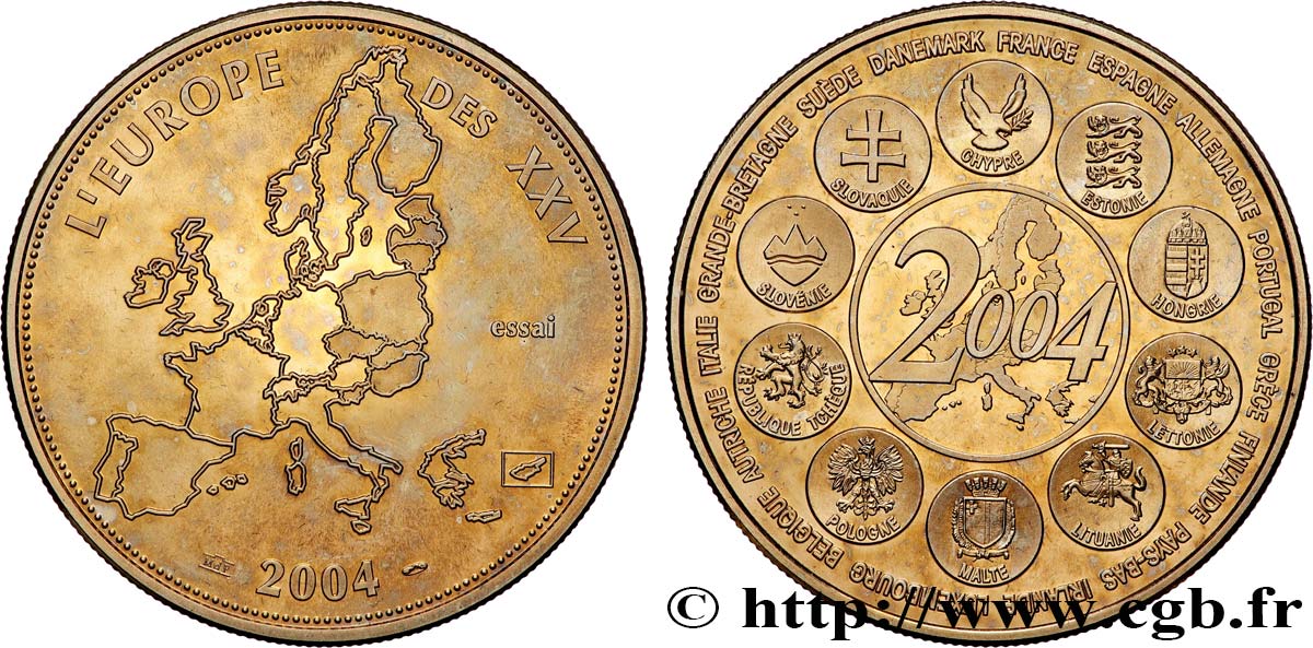 FUNFTE FRANZOSISCHE REPUBLIK Médaille, Essai, Dernière année des 12 pays de l’Euro fST