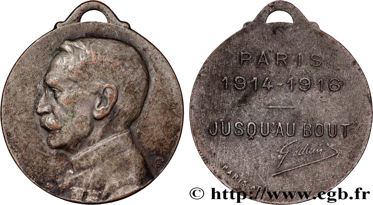 III REPUBLIC Médaille “Jusqu’au bout” du général Gallieni XF