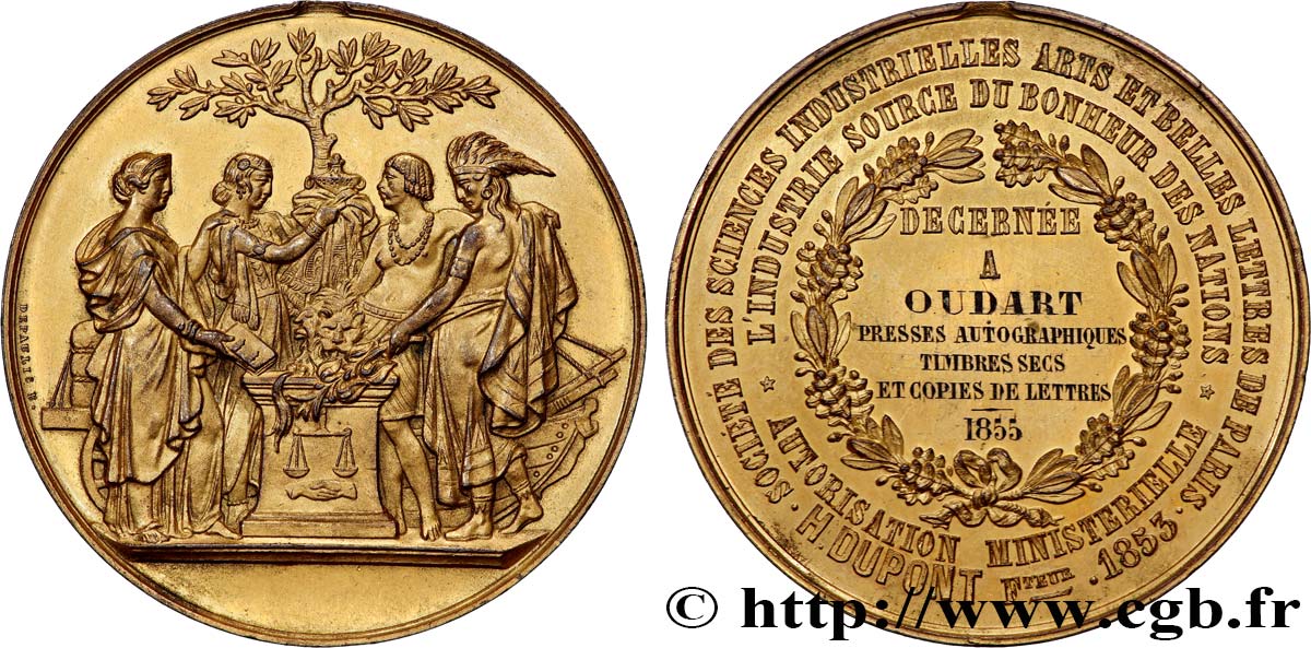 SECOND EMPIRE Médaille, Société des Sciences Industrielles, Arts et Belles Lettres TTB