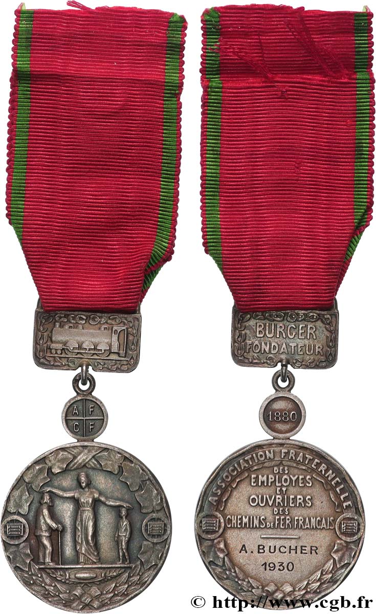 III REPUBLIC Médaille, Secours mutuels, Chemins de fer français AU