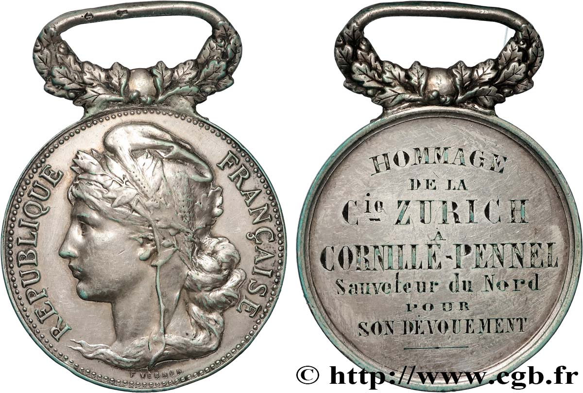 LES ASSURANCES Médaille, Hommage de la Compagnie Zurich SS