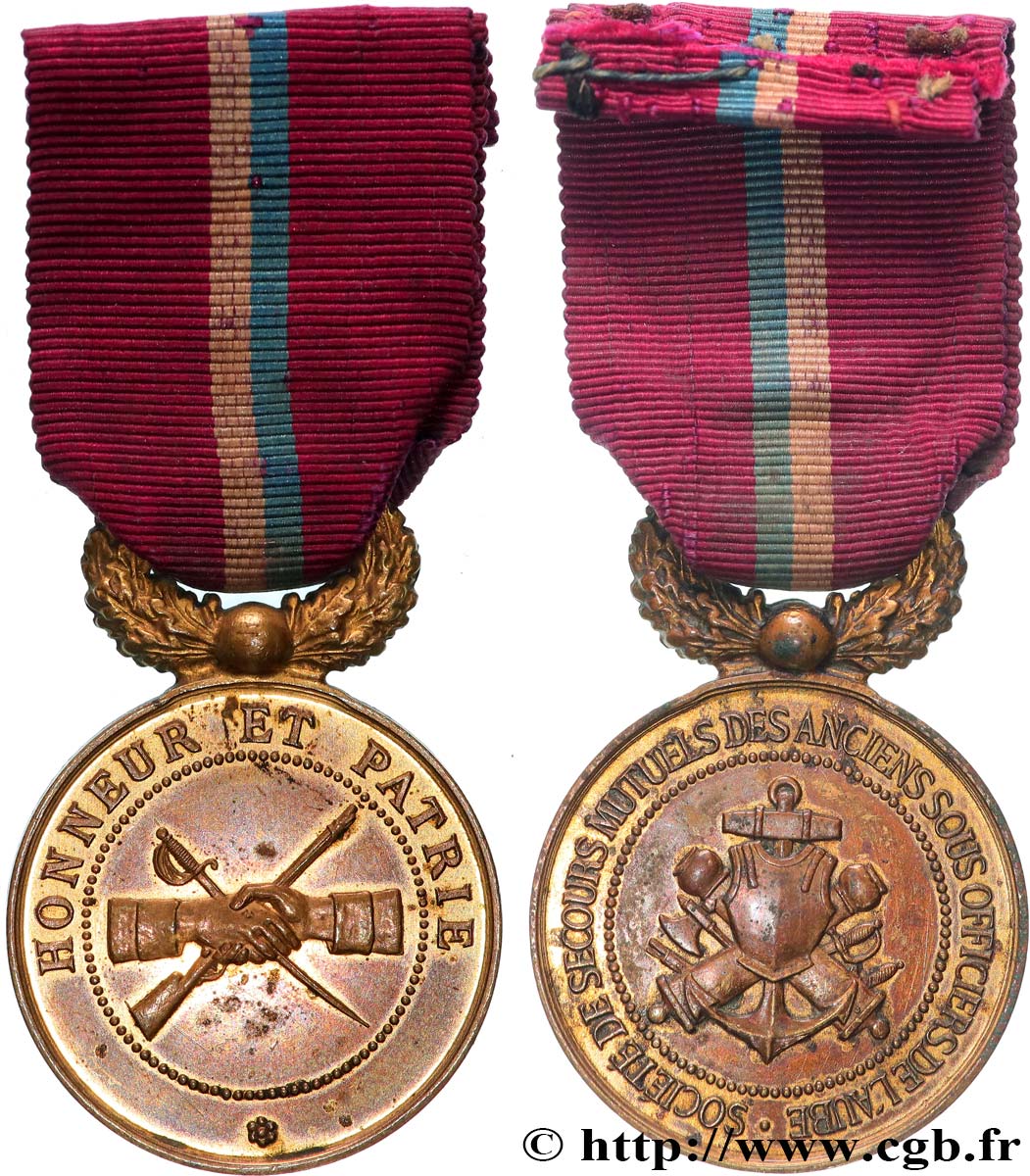 ASSURANCES Médaille, Société de secours mutuels des anciens sous-officiers de l’Aube TTB