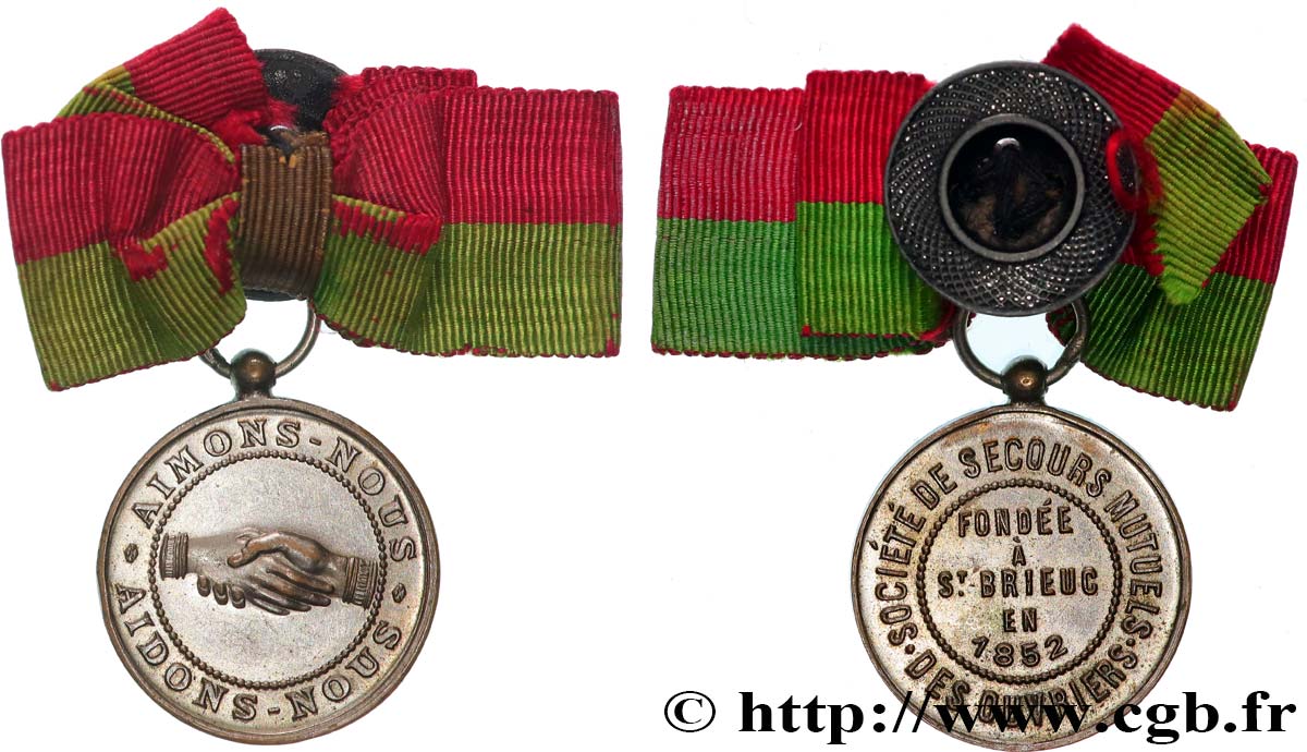 ASSURANCES Médaille, Société de secours mutuels des ouvriers, Saint Brieuc AU