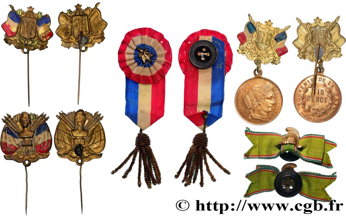 TROISIÈME RÉPUBLIQUE Lot de 5 insignes, Souvenir de fête TTB+