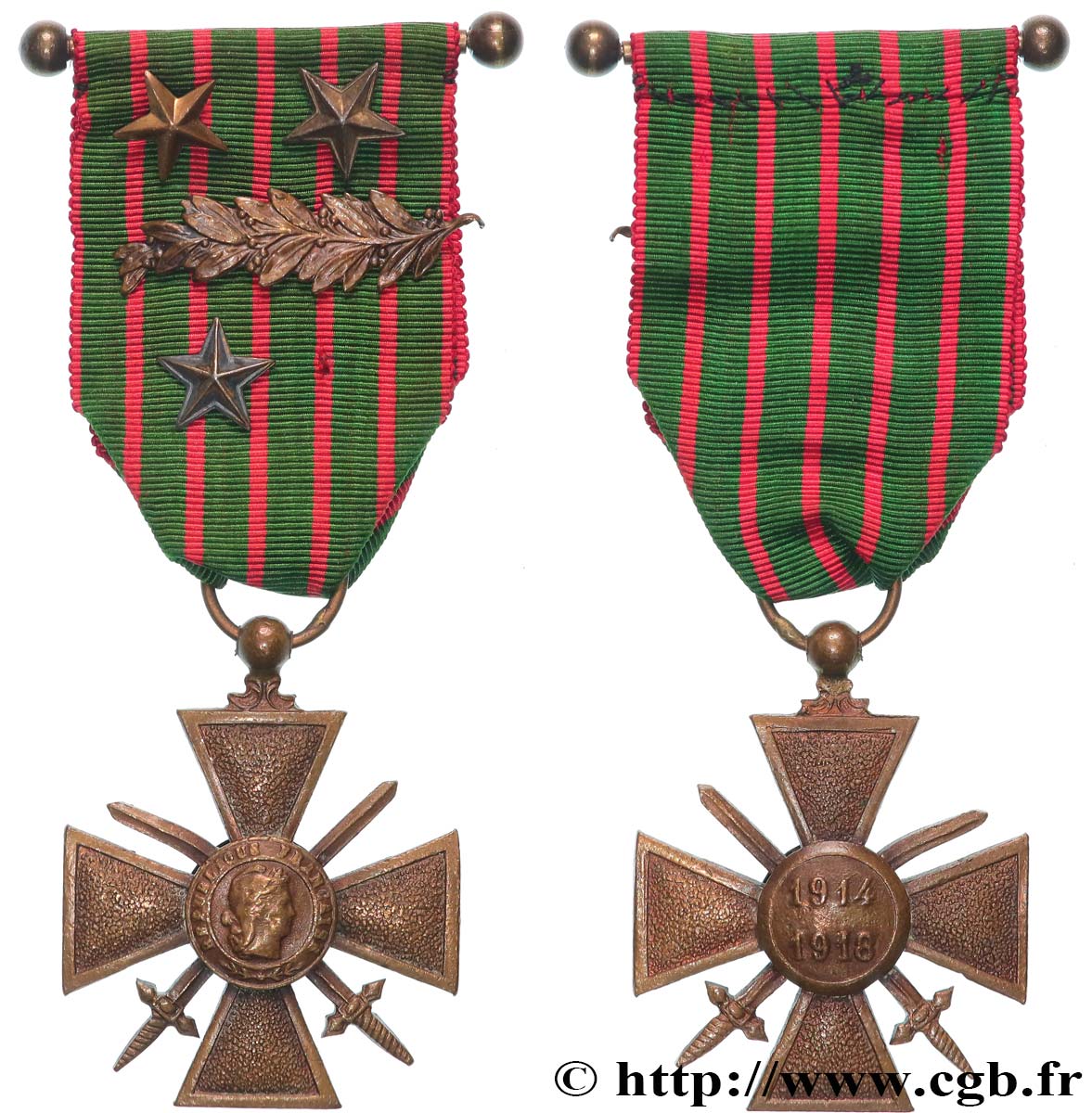 TROISIÈME RÉPUBLIQUE Croix de guerre, 1914-1918 TTB