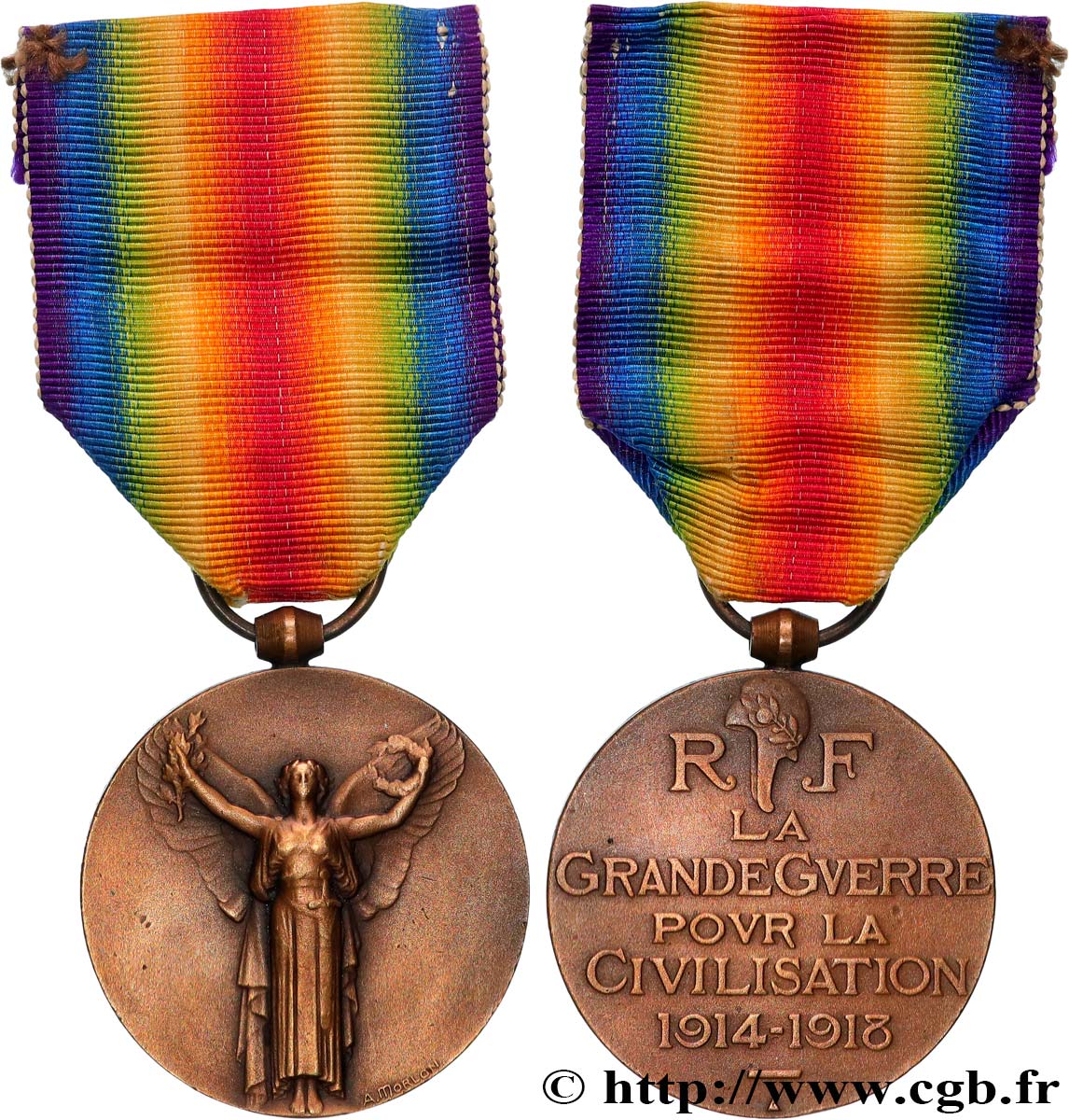 III REPUBLIC Médaille commémorative interalliée de la Victoire, Grande Guerre 1914-1918 XF