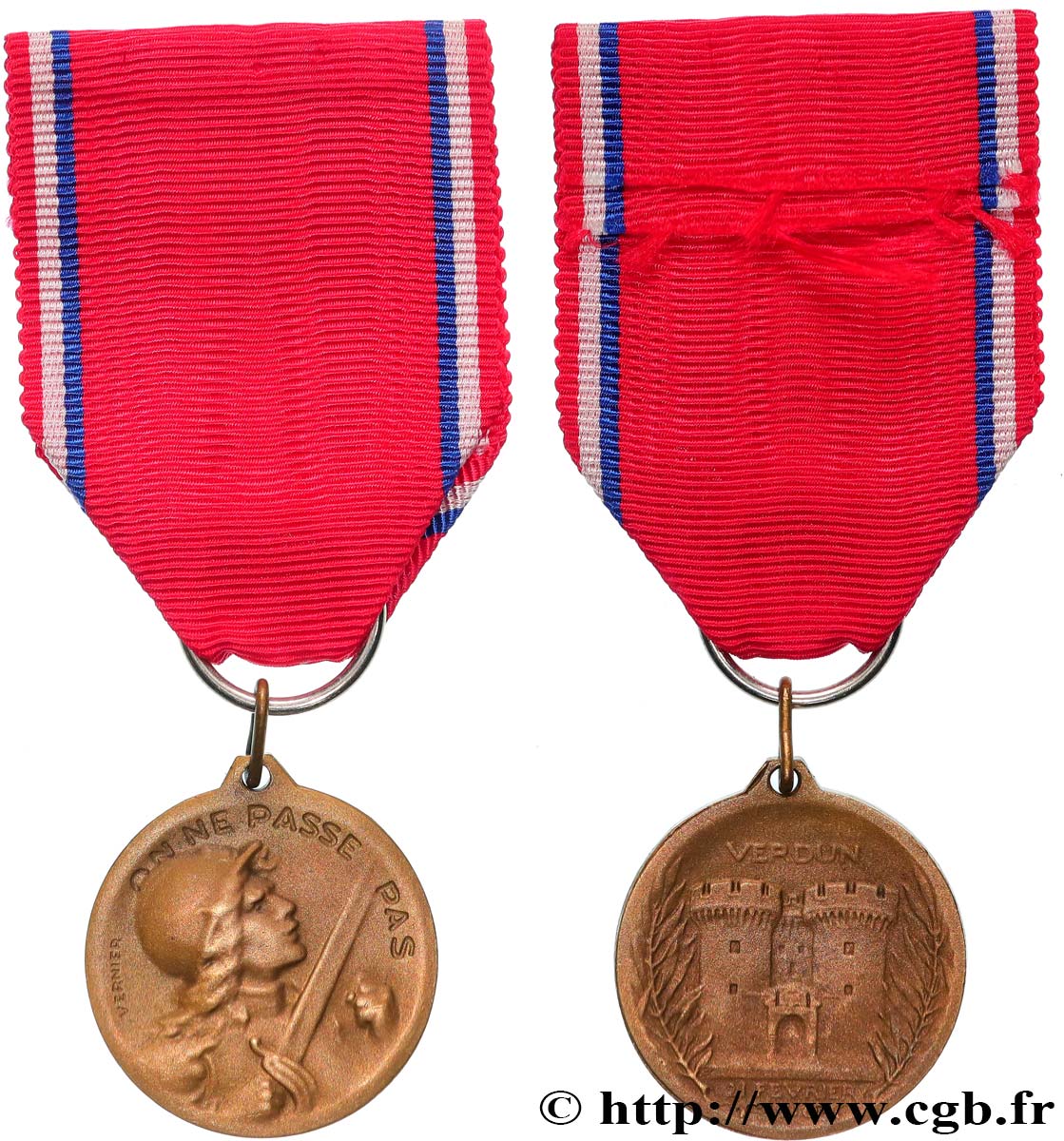 TROISIÈME RÉPUBLIQUE Médaille commémorative de la bataille de Verdun TTB+