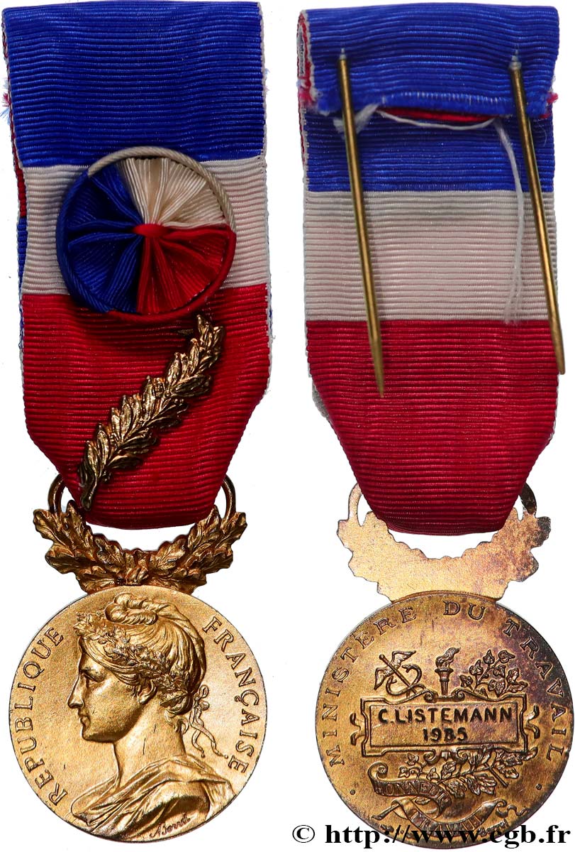 CINQUIÈME RÉPUBLIQUE Médaille d’honneur du Travail, Ministère du Travail, Or TTB+