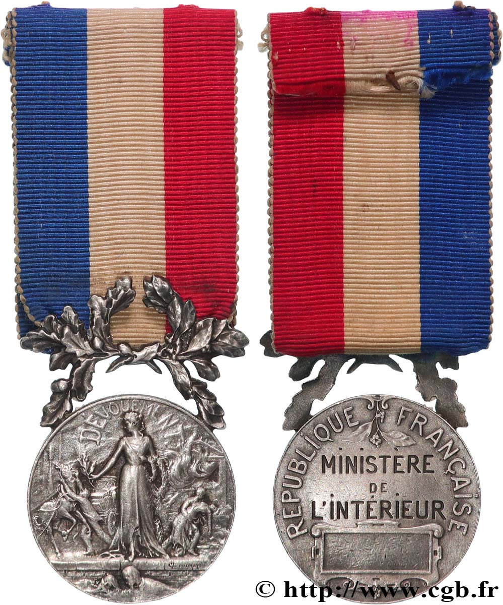 TROISIÈME RÉPUBLIQUE Médaille de dévouement, Ministère de l’intérieur TTB+