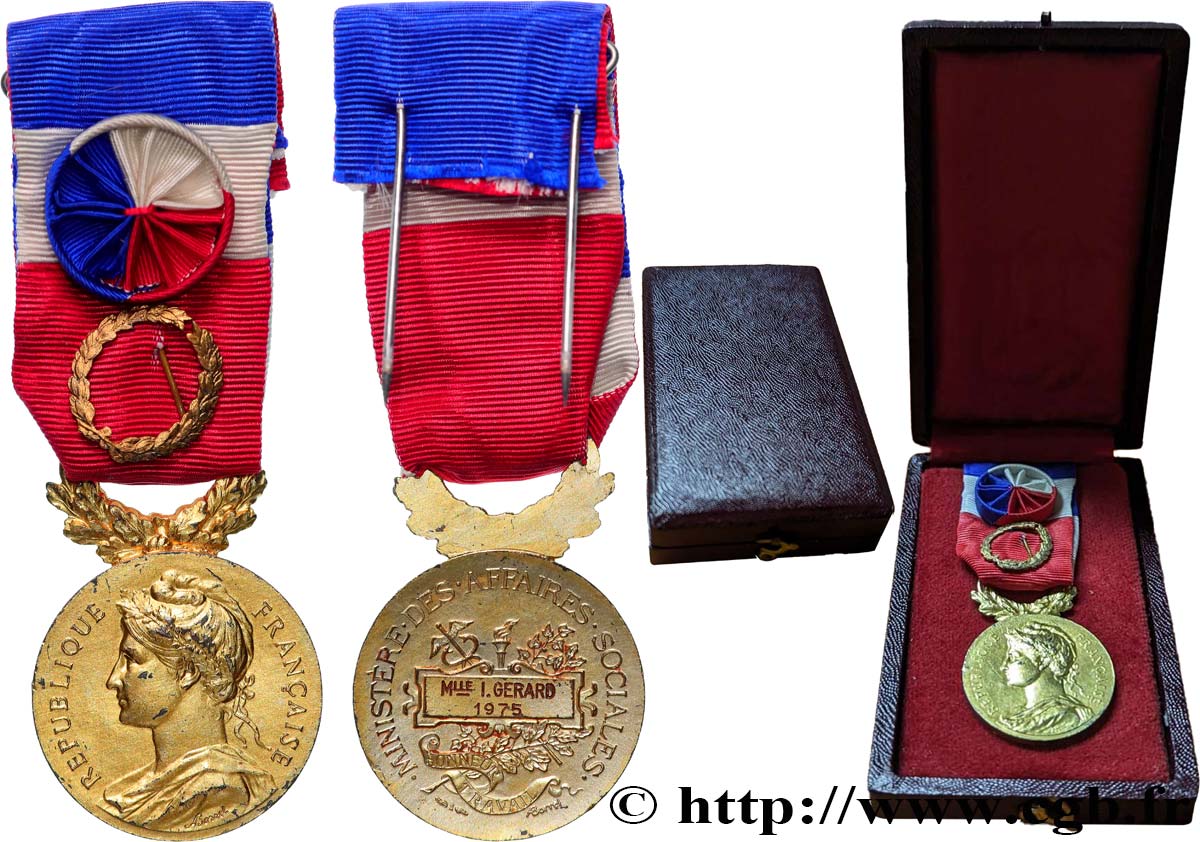 QUINTA REPUBBLICA FRANCESE Médaille d’honneur du travail, Ministère des affaires sociales, Grand or q.SPL