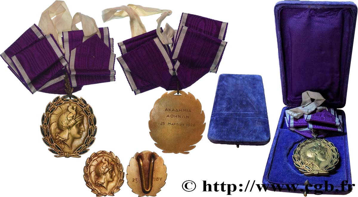 GRECIA Médaille, Académie Athénienne, 25 mars 1926 MBC+
