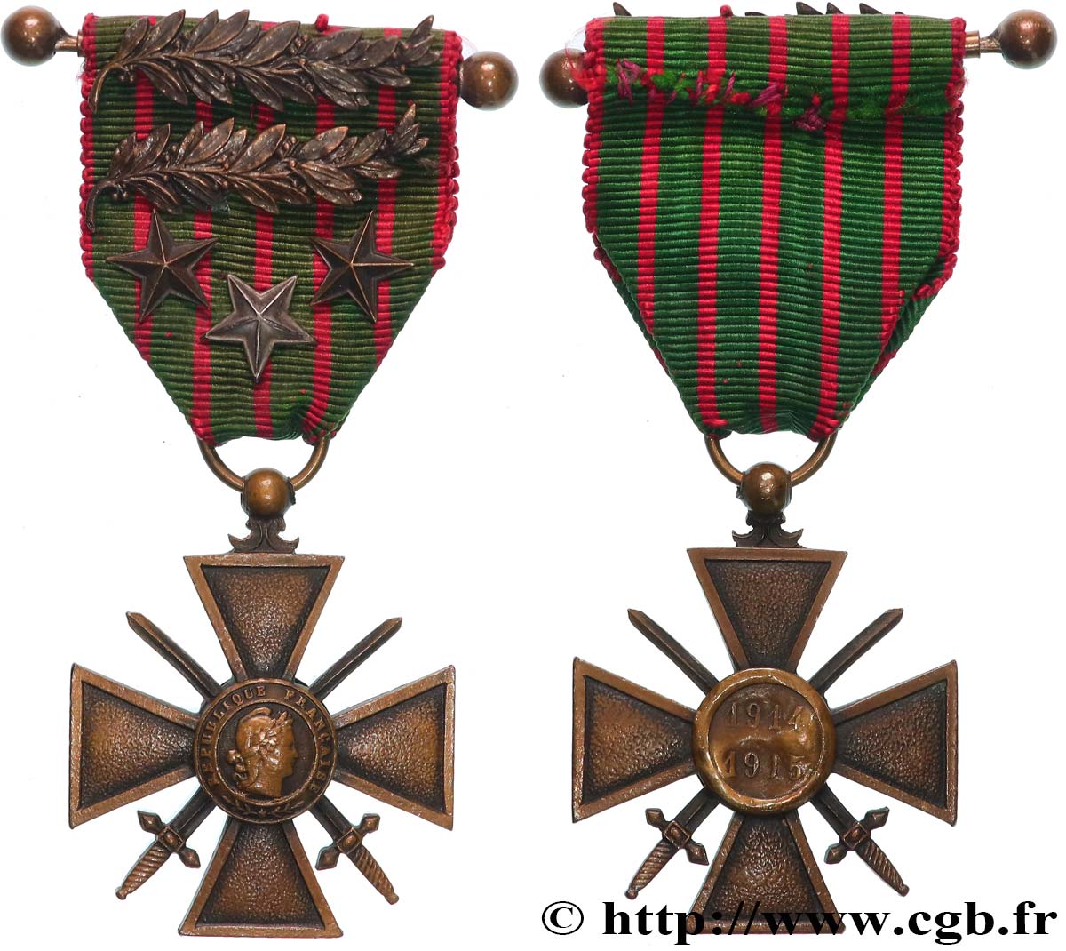 TROISIÈME RÉPUBLIQUE Croix de guerre, 1914-1915 TTB