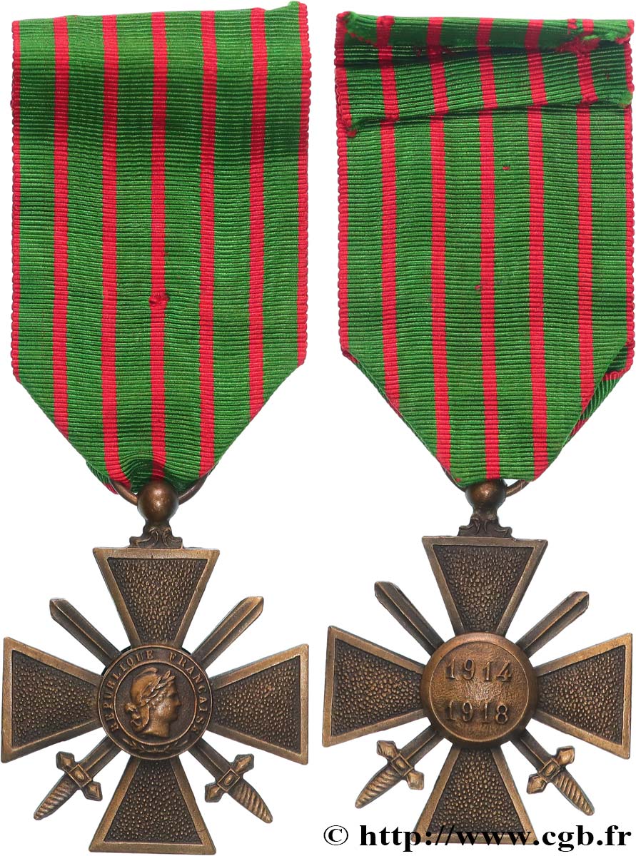 TROISIÈME RÉPUBLIQUE Croix de guerre, 1914-1918 TTB