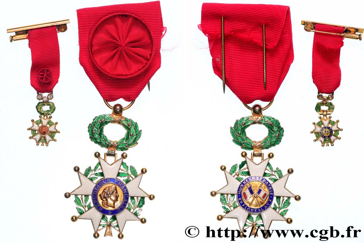 FUNFTE FRANZOSISCHE REPUBLIK Légion d’Honneur - Officier avec sa miniature en or fVZ