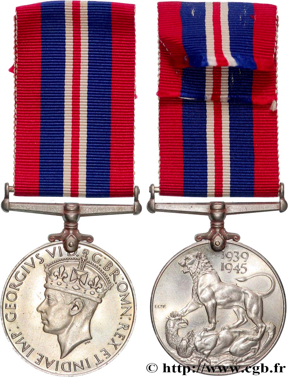 GRANDE-BRETAGNE - GEORGES VI Médaille de guerre, 1939-1945 MBC+