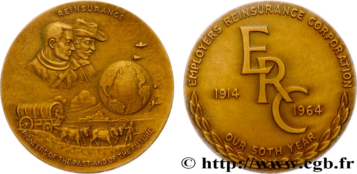 LES ASSURANCES Médaille, 50e anniversaire, Employers Reinsurance Corporation q.SPL