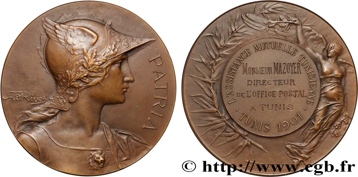 TUNESIEN - Französische Protektorate  Médaille, Patria, Assurance Mutuelle fVZ