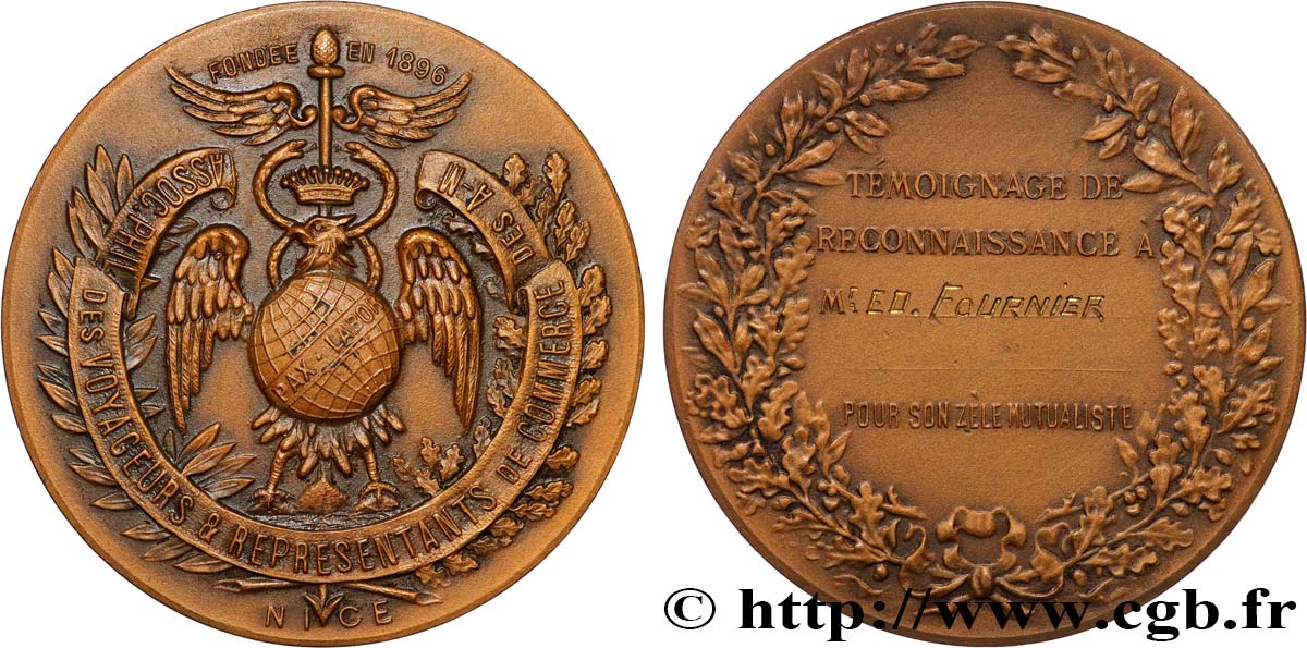 ASSURANCES Médaille, Association philomatique des voyageurs et représentants de commerce TTB+