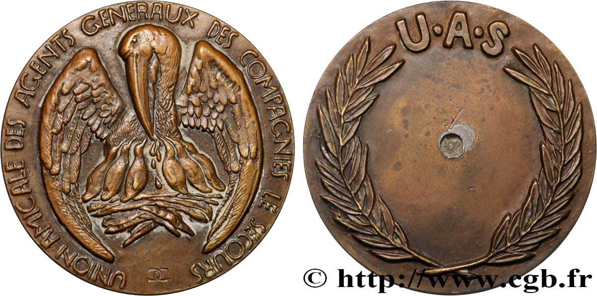INSURANCES Médaille, Union amicale des agents généraux, U.A.S. XF