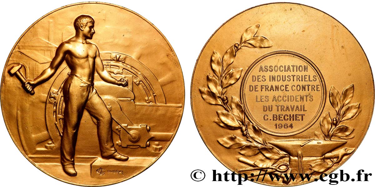 INSURANCES Médaille, Association des industriels de France contre les accidents du travail AU