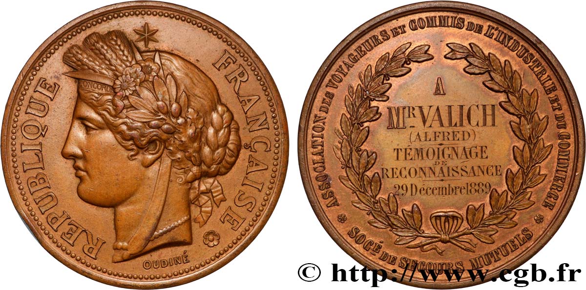 ASSURANCES Médaille, Association des voyageurs et commis de l’industrie et du commerce TTB/TTB+