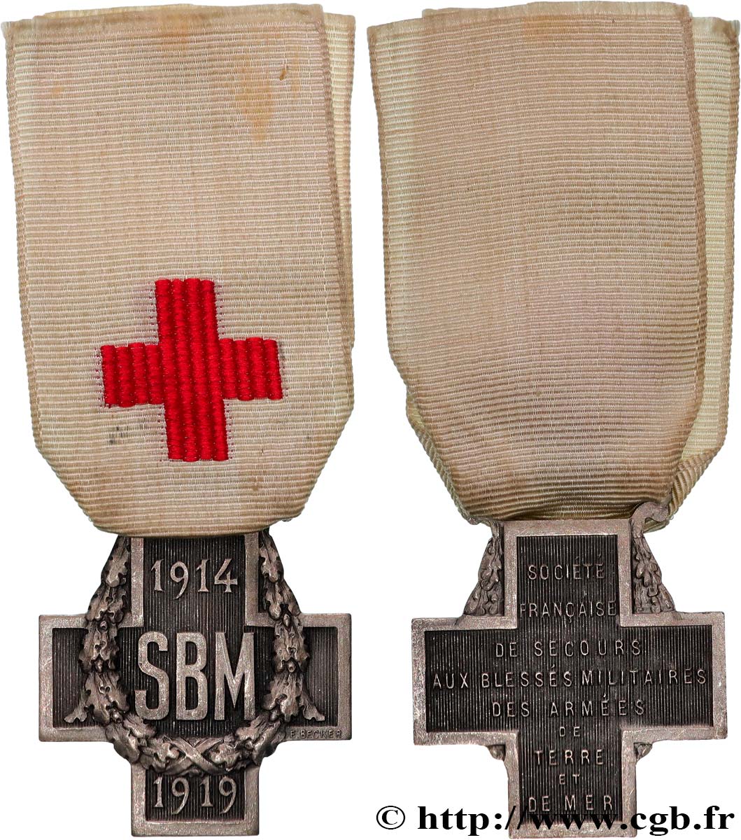 TERCERA REPUBLICA FRANCESA Médaille, Société française de secours aux Blessés Militaires des armées de terre et de mer MBC+