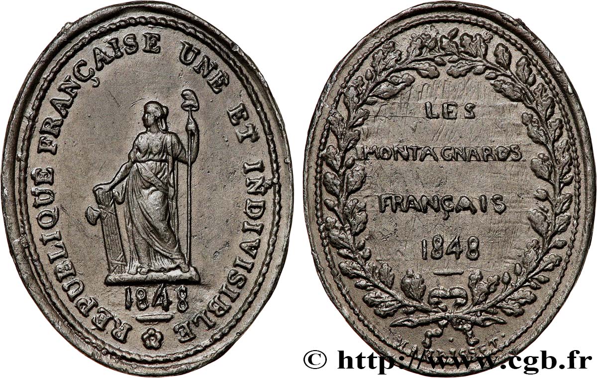 SECOND REPUBLIC Médaille, Les montagnards français XF
