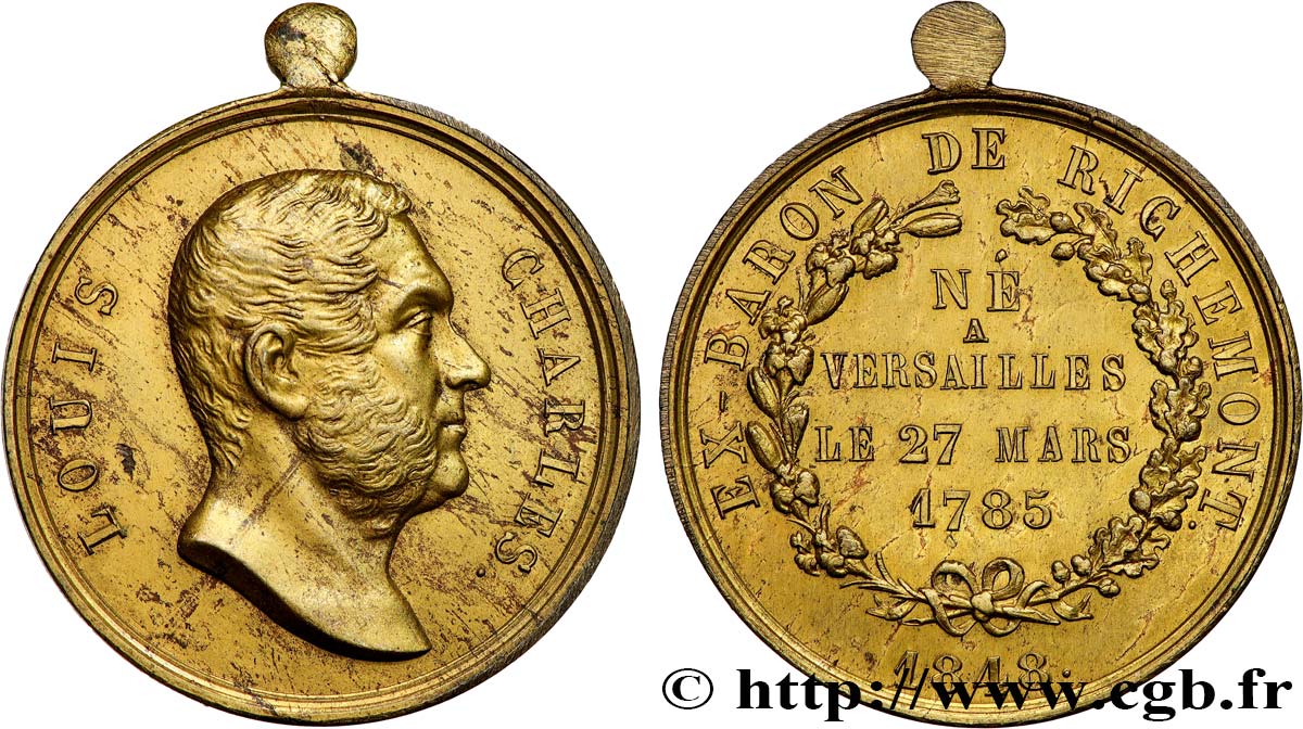 DEUXIÈME RÉPUBLIQUE Médaille, Louis-Charles de France, ex-baron de Richemont EBC