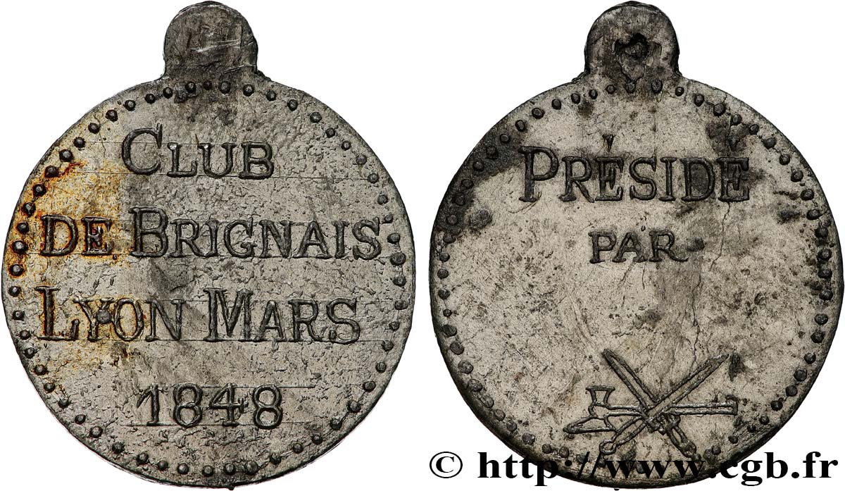 DEUXIÈME RÉPUBLIQUE Médaille, Club de Brignais TTB+/TTB