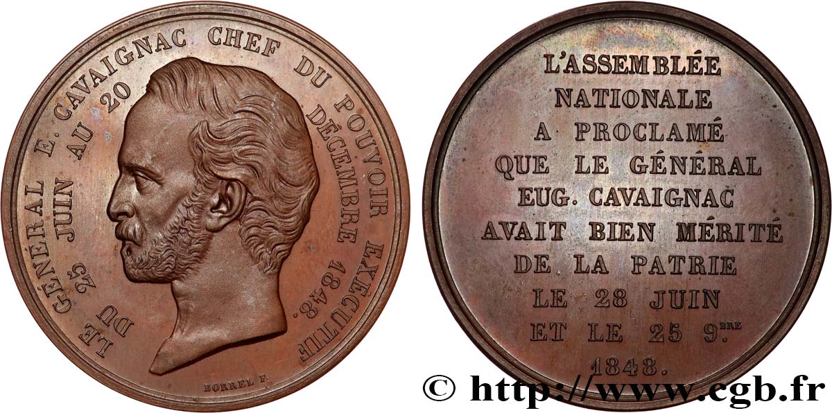 DEUXIÈME RÉPUBLIQUE Médaille, Général Louis Eugène Cavaignac, chef du pouvoir exécutif VZ