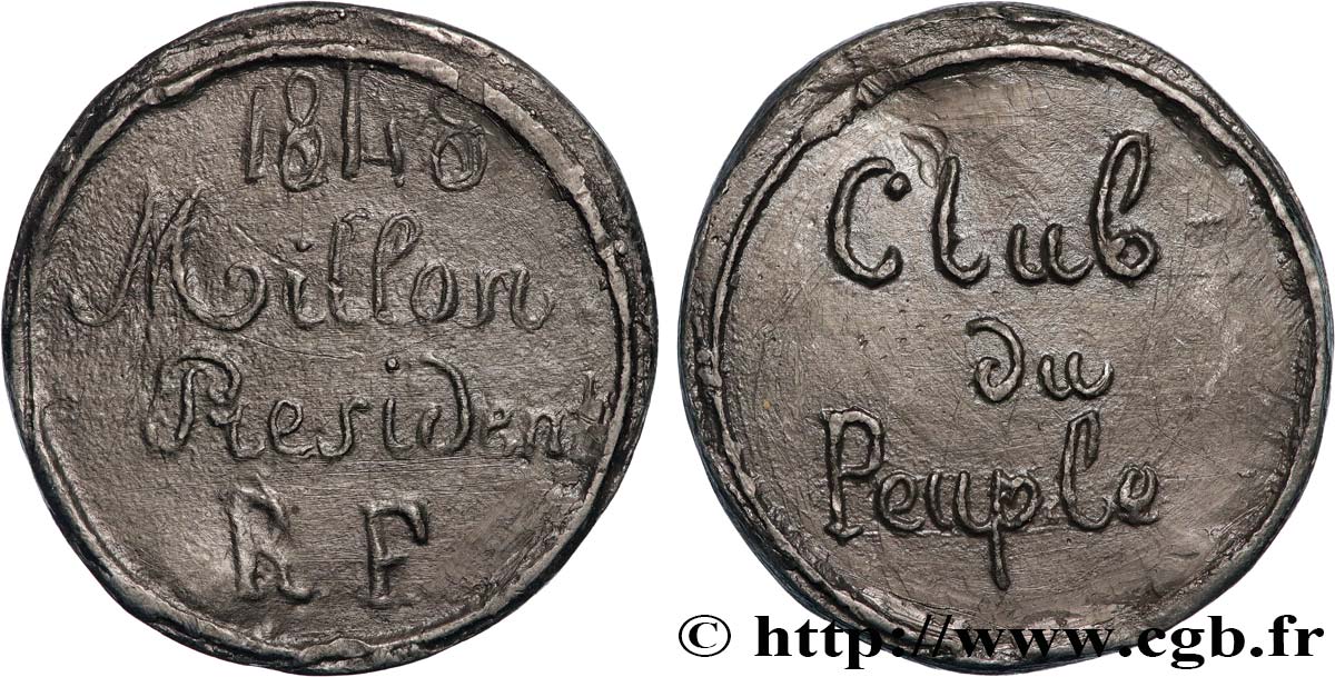 DEUXIÈME RÉPUBLIQUE Médaille, Club du peuple fVZ