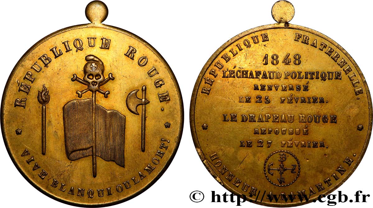 DEUXIÈME RÉPUBLIQUE Médaille, République Rouge et Fraternelle fVZ