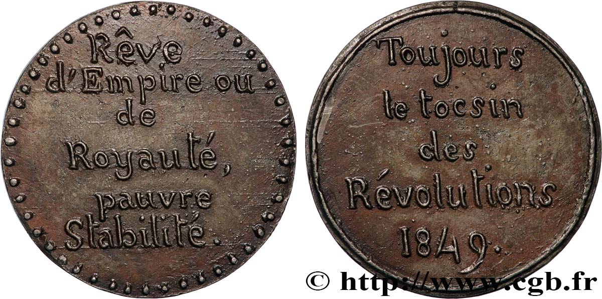 DEUXIÈME RÉPUBLIQUE Médaille, Toujours le tocsin des Révolutions fVZ