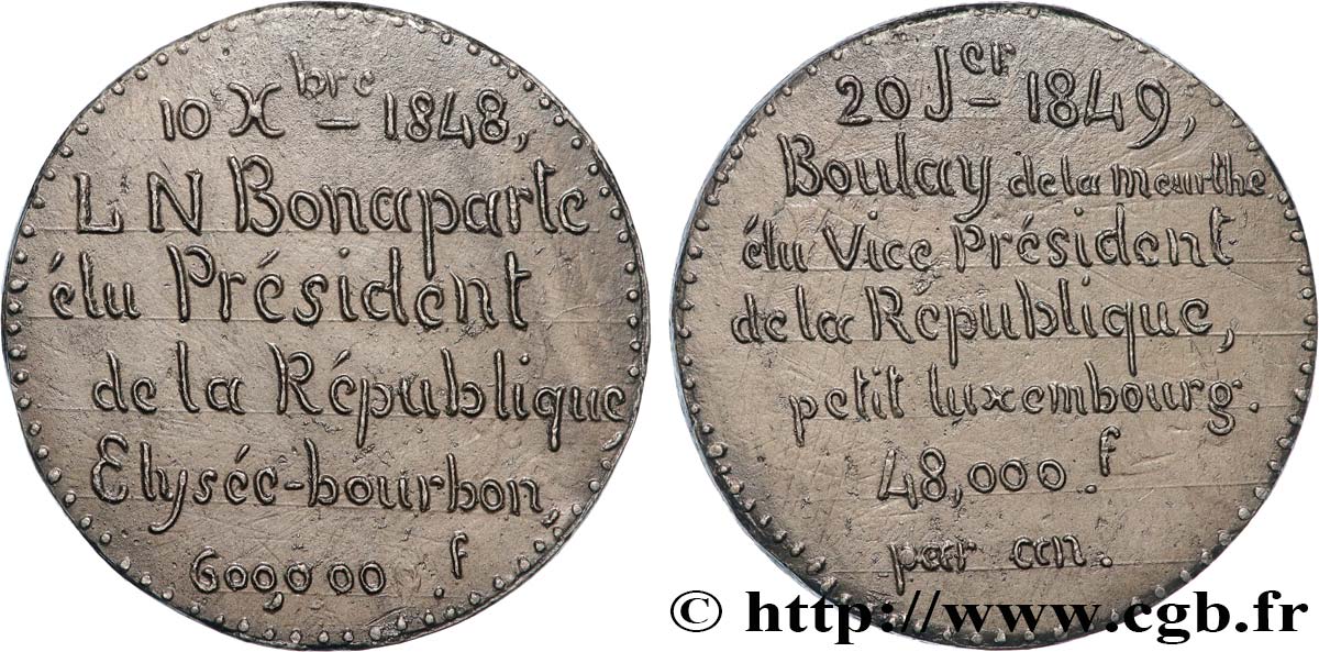 DEUXIÈME RÉPUBLIQUE Médaille, Élection du vice-président de la République SPL