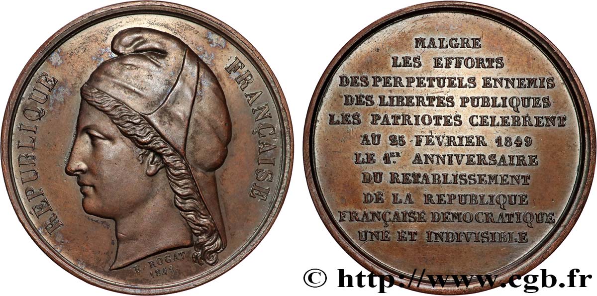 DEUXIÈME RÉPUBLIQUE Médaille, Premier anniversaire du rétablissement de la République Française démocratique AU