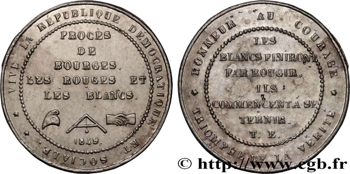 SECOND REPUBLIC Médaille, Procès de Bourges, les rouges et les blancs AU