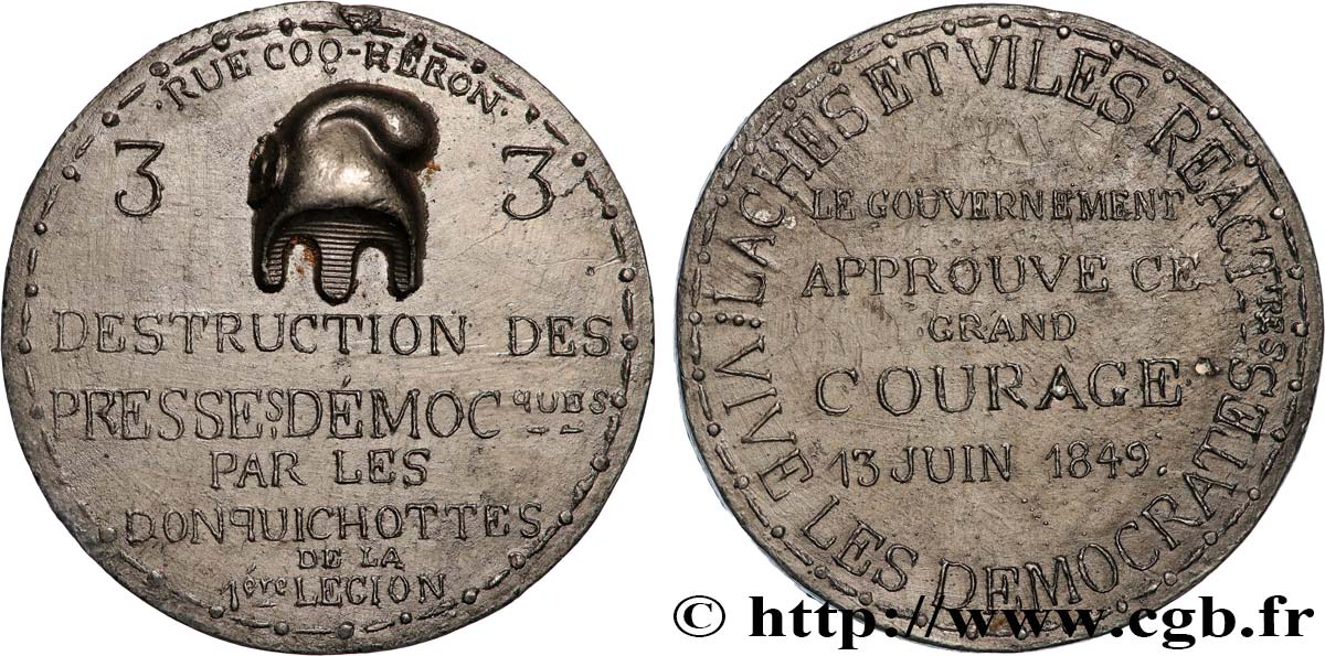 DEUXIÈME RÉPUBLIQUE Médaille, Émeute des Arts et Métiers EBC