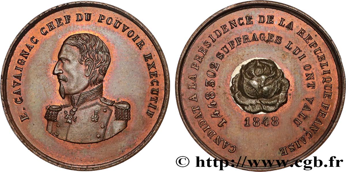 DEUXIÈME RÉPUBLIQUE Médaille, Général Louis Eugène Cavaignac TTB+