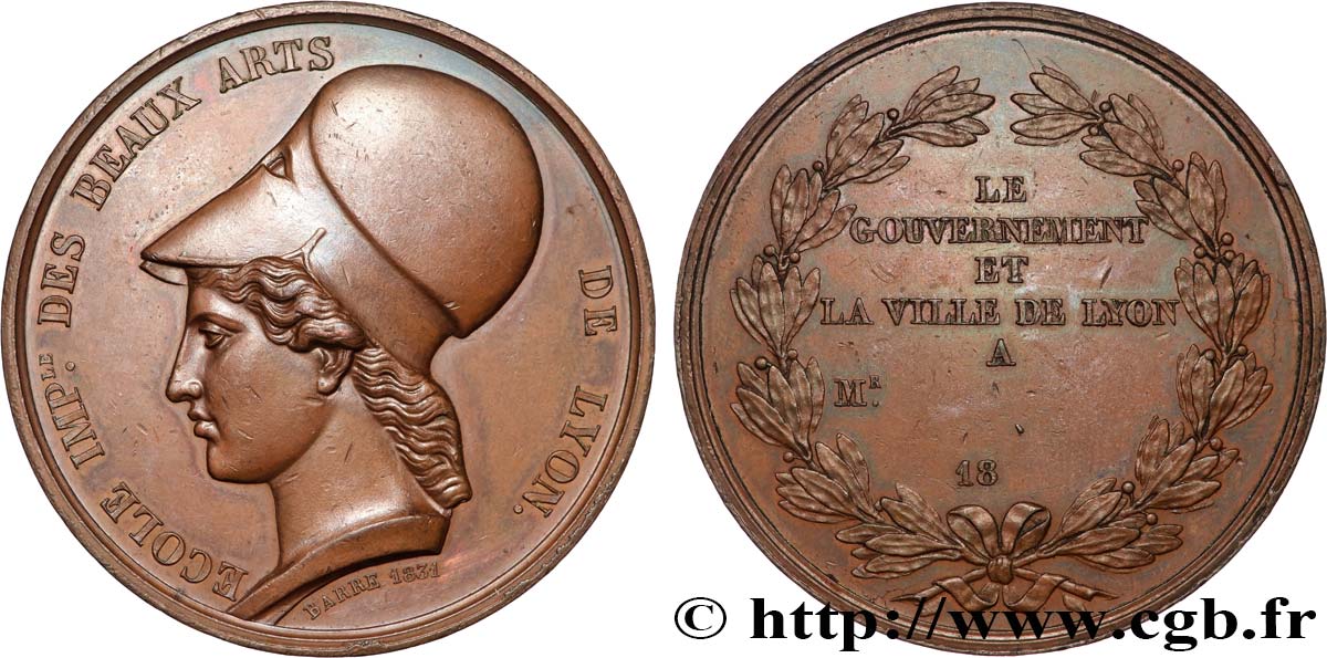 CARLO X Médaille, Ecole impériale des Beaux-Arts de Lyon q.SPL