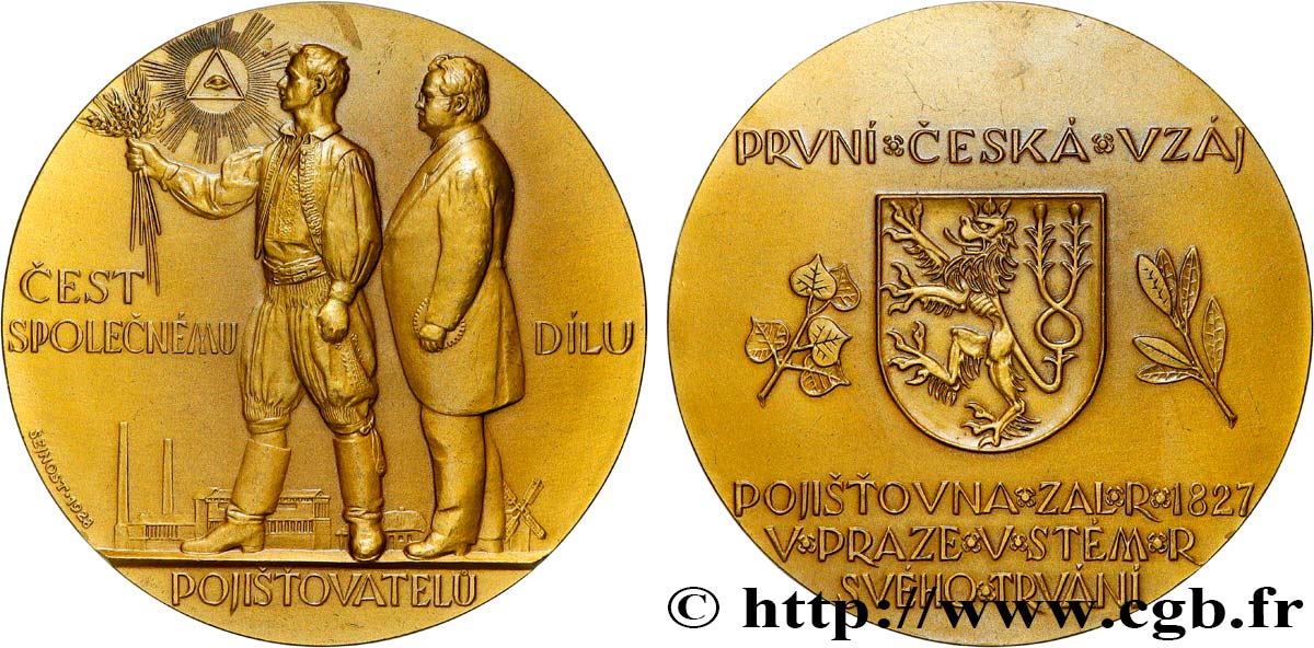TCHÉCOSLOVAQUIE - RÉPUBLIQUE Médaille, Assureur, Vers un chemin commun SUP