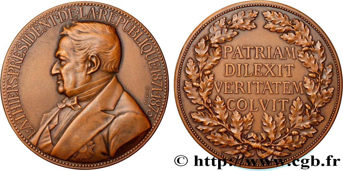 TERZA REPUBBLICA FRANCESE Médaille, Président Adolphe Thiers SPL