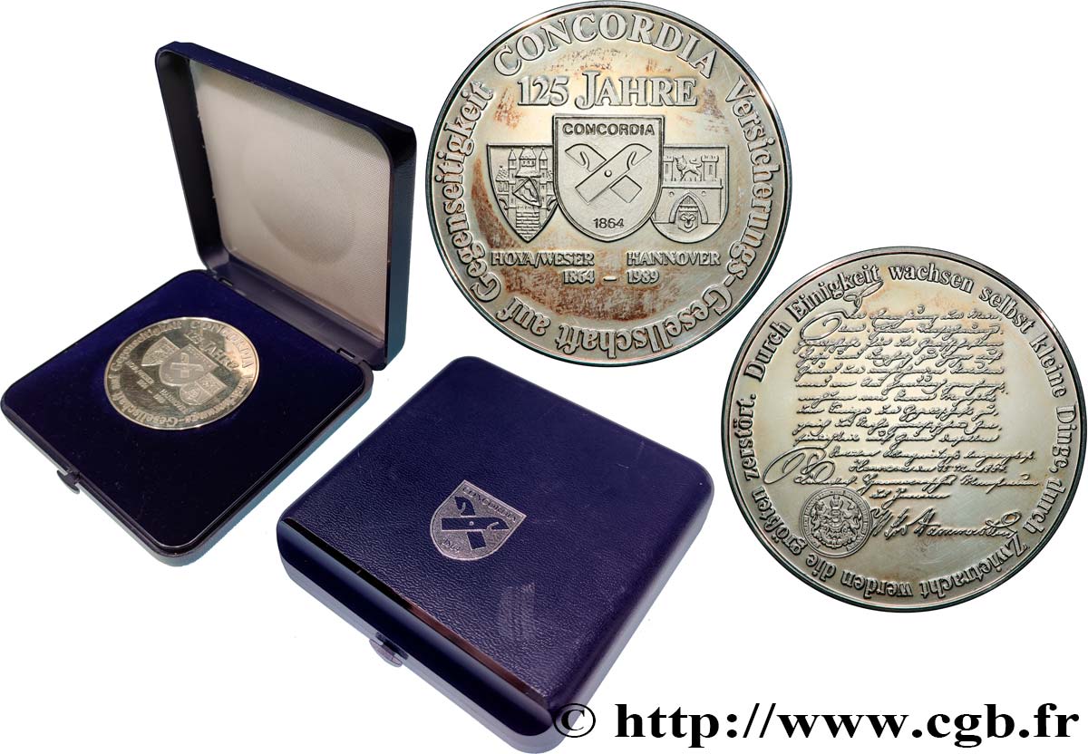 LES ASSURANCES Médaille, 125e anniversaire de Concordia Versicherungs-Gesellschaft SPL