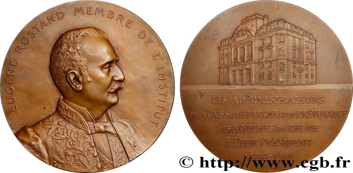 TERZA REPUBBLICA FRANCESE Médaille, Eugène Rostand, membre de l’Institut q.SPL