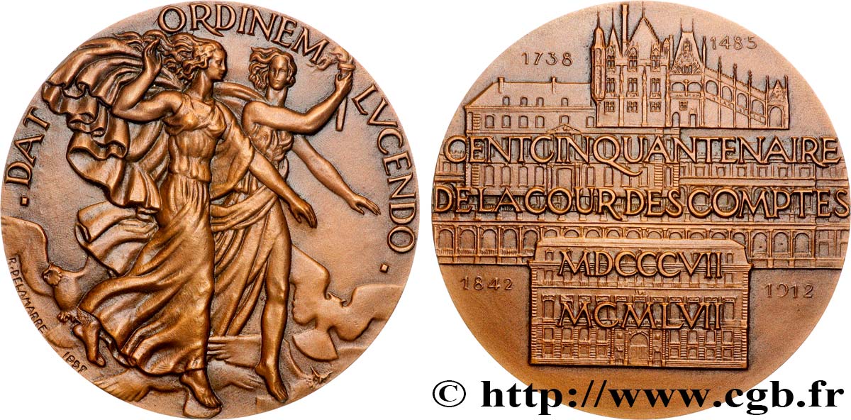 QUINTA REPUBLICA FRANCESA Médaille, Cent-cinquantenaire de la cour des comptes EBC