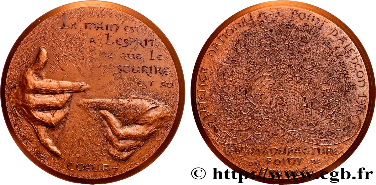 V REPUBLIC Médaille, Manufacture du Point de France AU