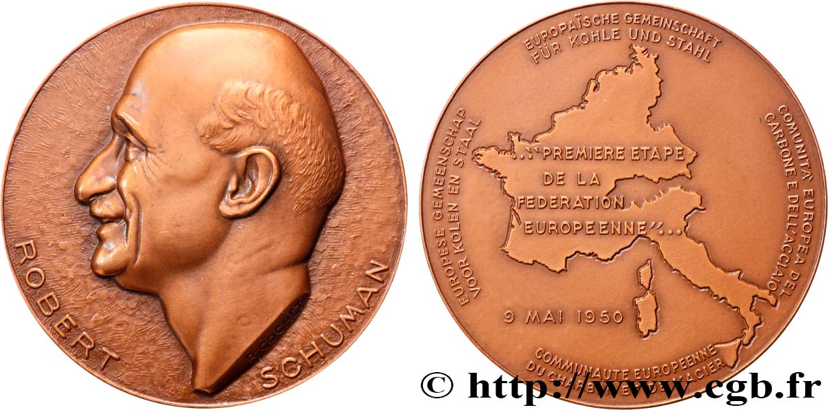 CUARTA REPUBLICA FRANCESA Médaille, Robert Schuman EBC