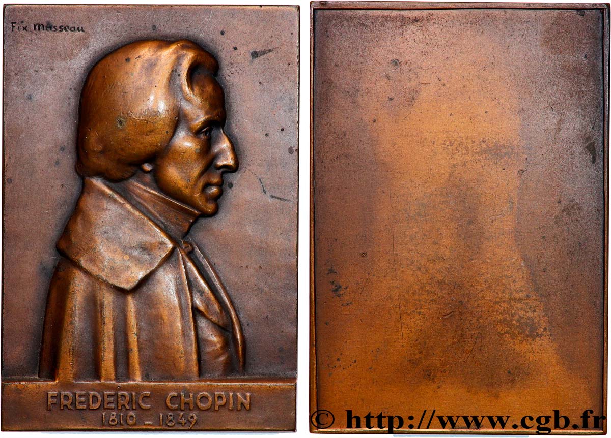 ARTISTES : MUSICIENS, PEINTRES, SCULPTEURS Plaquette, Frédéric Chopin TTB