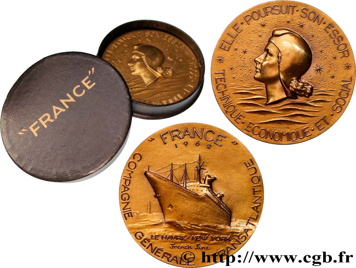 CINQUIÈME RÉPUBLIQUE Médaille, Paquebot France SUP