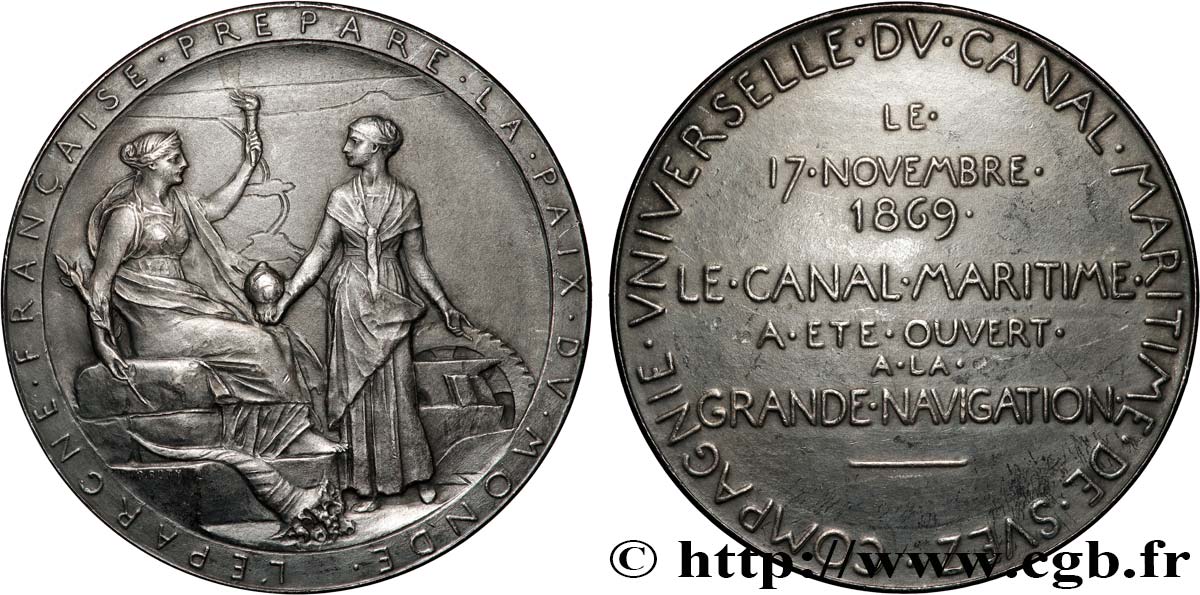 CANAUX ET TRANSPORTS FLUVIAUX Médaille, Compagnie Universelle du Canal maritime de Suez TTB+