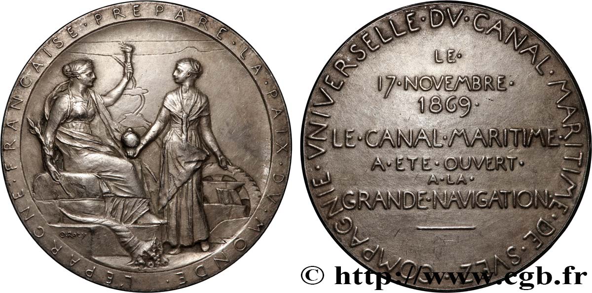 CANAUX ET TRANSPORTS FLUVIAUX Médaille, Compagnie Universelle du Canal maritime de Suez MBC